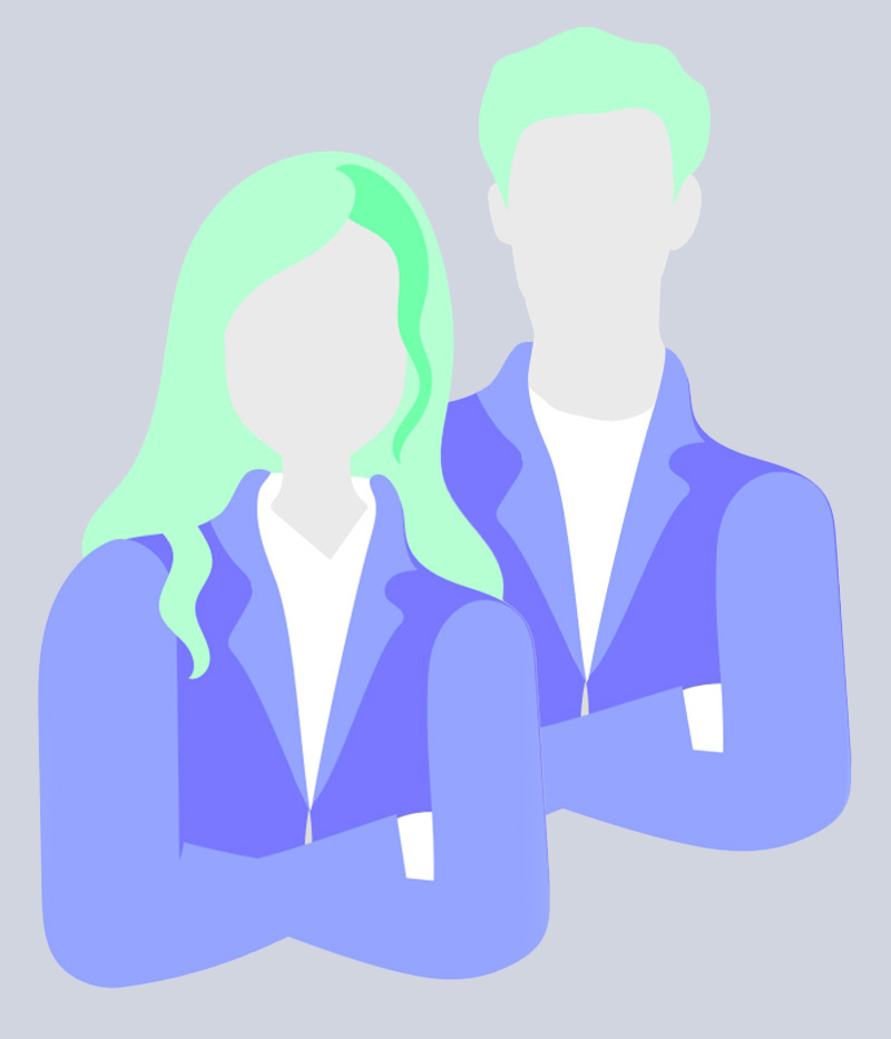 Platzhalterbild für potenzielle Bewerberinnen und Bewerber beim Pflegeteam Drensteinfurt – stilisierte Illustration einer weiblichen und einer männlichen Person vor neutralem Hintergrund.